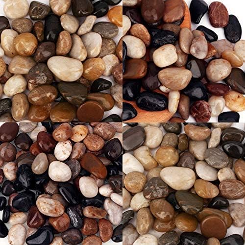 [18 Pounds] Pebbles Aquarium Gravel River Rock, Natural Polished Decorative Gravel,Garden Ornamental River Pebbles Rocks, Mixed Color Fish Tank Stones，Polished Gravel for Landscaping (Multicolor)