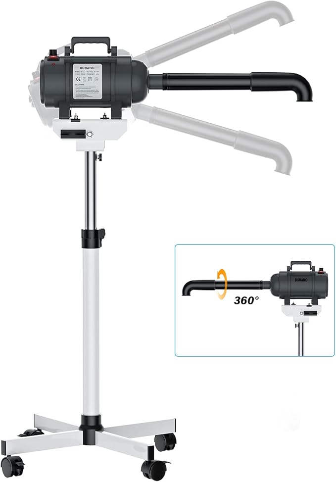 Burano High Velocity Dog Pet Stand Grooming Dog Dryer with 4.3HP Variable Dog Blow Dryer, Fluffy Dry