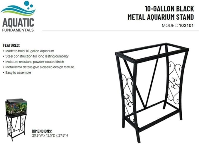 MAKLAINE Traditional Steel 10 Gallon Metal Aquarium Stand in Black