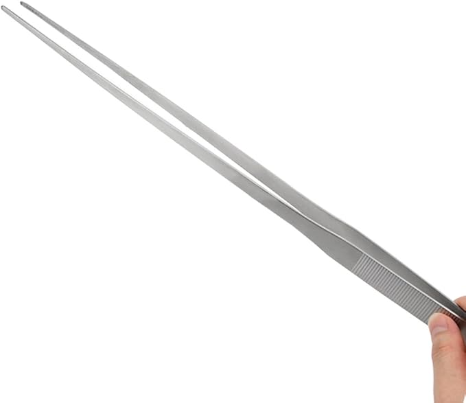 LILYS PET Straight and Bend Stainless Steel Super Thick Tweezers Set,Pliers Aquarium Tool Fish Tank Aquatic Plants Forceps Clip (18.9")
