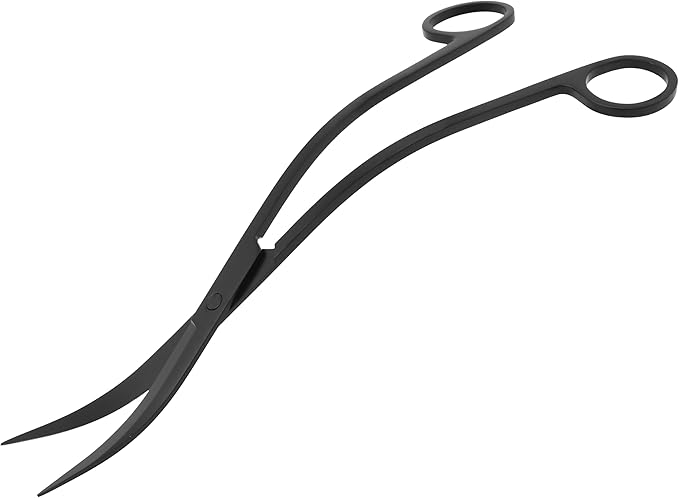 Mandala Crafts Extra Long Black Stainless Steel Curved Aquarium Scissors for Trimming Aquatic Plants – Wave Aquascape Scissors for Fish Tanks, Hospital Tanks, Goldfish Bowls, Aquariums, and Terrariums