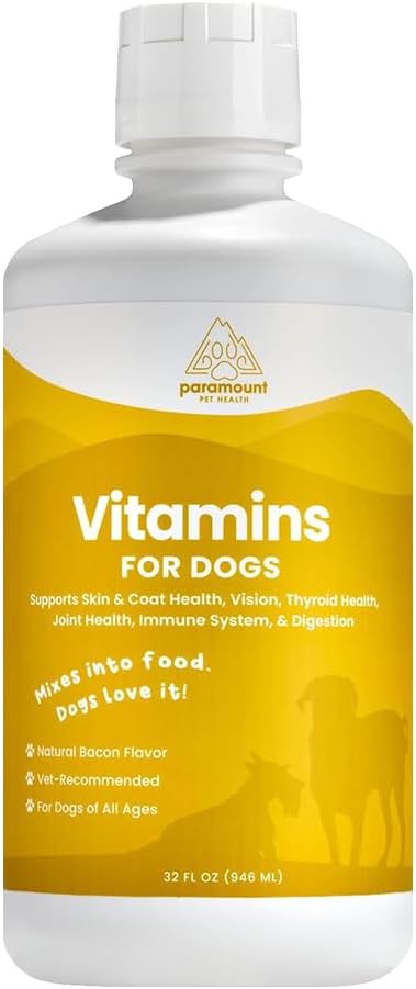 Liquid Multivitamin for Dogs with Probiotics, 8 in 1 Vitamins for Immune Support, Energy & Digestion, High Absorption Liquid Dog Supplement, Made in USA, 32 oz