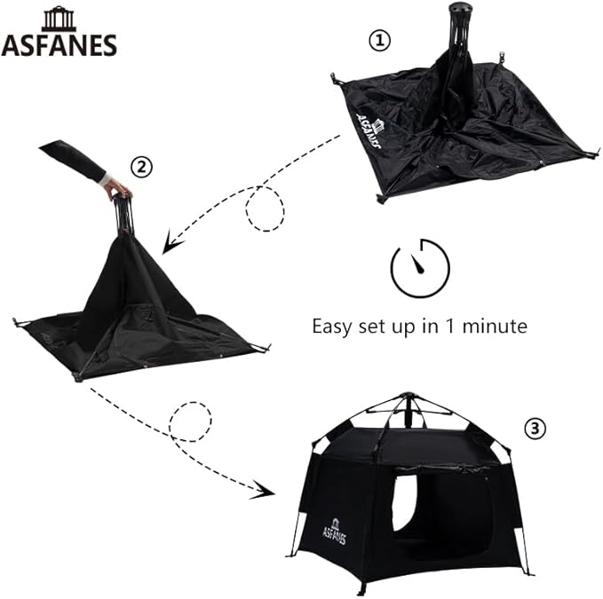 Outdoor Waterproof Pet Automatic Camping Tent, Pop up Cave Bed for Indoor Cats and Small Dogs, Portable Cat House Dog House, Black.