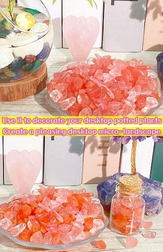 YATOJUZI Cherry Quartz 1LB Aquarium Gravel Rocks Bulk Wholesale Tumbled Crystals Stones Chips Crushed Reiki Energy Balancing Gemstones for Planters Vase Filler Fountain Fish Tank Potted Decor