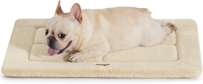 MADE 4 PETS Dog Crate Pad Bed for Medium Dogs, Washable & Reversible, Anti-Slip Kennel Mat for Cozy Sleeping, Soft Fluffy Dog Bed for Indoor & Outdoor Use, 29"x21", Beige