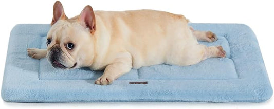 Made4Pets Dog Crate Pad Bed for Medium Dogs, Washable & Reversible, Anti-Slip Kennel Mat for Cozy Sleeping, Soft Fluffy Dog Bed for Indoor & Outdoor Use, 29"x21", Blue