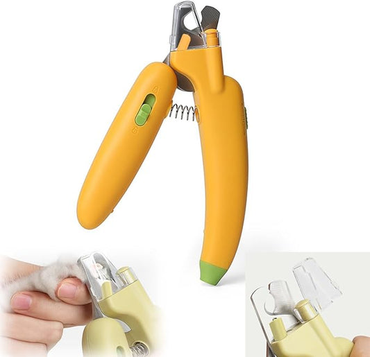 LED Pet Nail Clippers,Upgrade Cat Nail Clipper with Light,Cat Claw Trimmer Nail Clippers for Dogs,Trim Your Pets Nails Easy and Pain-Free Grooming Tool for Small Animals (Yellow)