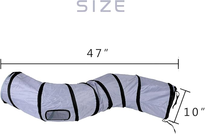 iCAGY Cat Tunnel for Indoor Cats Interactive, Rabbit Tunnel Toys, Pet Toys Play Tunnels for Cats Kittens Rabbits Puppies Crinkle Pop Up Gray 47" Shape S