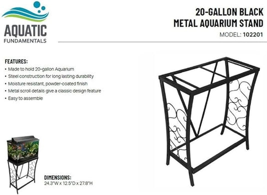 MAKLAINE Traditional Steel 20 Gallon Metal Aquarium Stand in Black