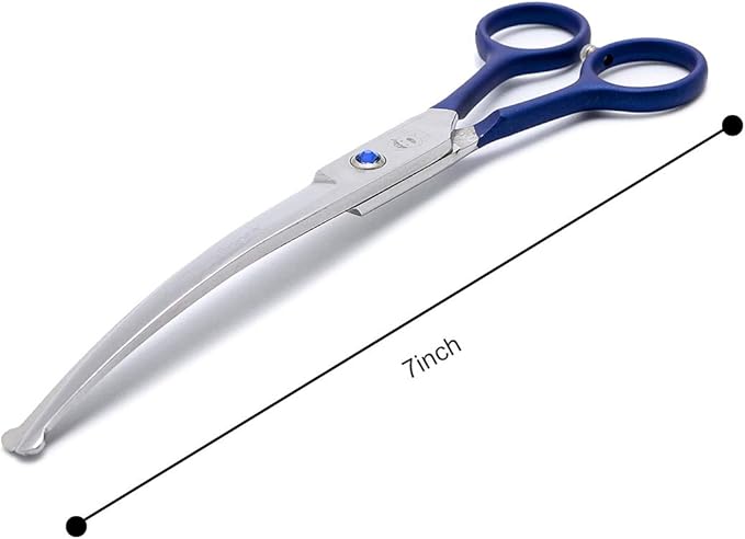 LovinPet Pet Grooming Scissors Curved Right/Left-Handed Pet Round-Tip Grooming 6CR Stainless Steel Safety trimming shears for Dogs and Cats (Easy use Curved Scissor)