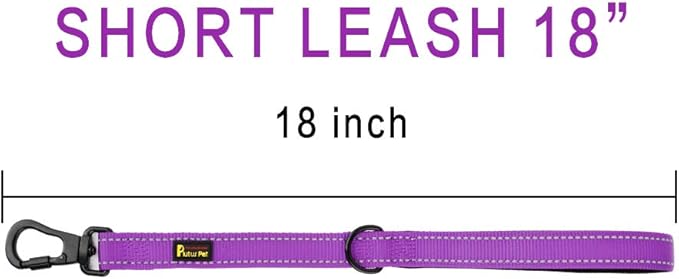 PLUTUS PET Short Training Dog Leash with Padded Handle for Medium Large Big Dogs,18 Inch Heavy Duty Strong Traffic Leash with Carabiner Clip for Climbing Walking or Guiding Blind (18",Purple)