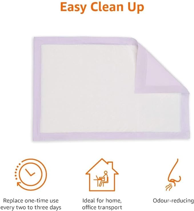 Amazon Basics Cat Litters Pee Pads, 40 Count, Universal Fit for Litter Box, Odor Control, Unscented, Purple