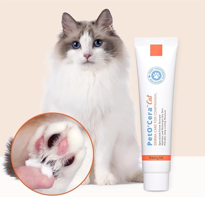 PetO'Cera Cat Cream - Hair Loss & Itch Relief for Hot Spots, Rashes, Allergies & Dry Skin - Soothing Moisturizer for Paws, Face & Body - pH Balanced & Lick-Safe Formula for Cats, Bundle 2.7oz
