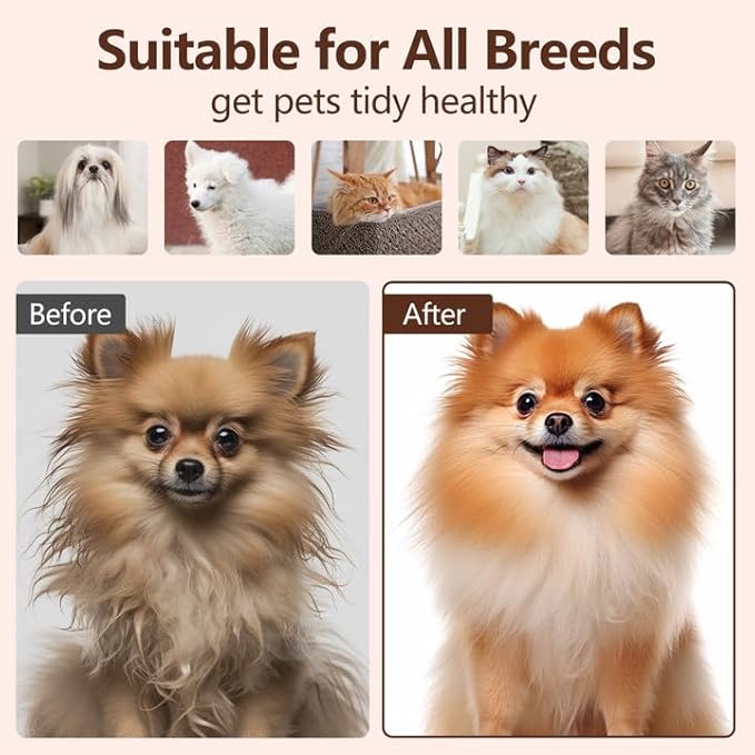 L&W BROS. Steam Grooming Brush for Shedding and Detangling – Self-Cleaning Steamy Pet Brush with Mist Spray for Long-Haired Cats and Small Dogs (White)