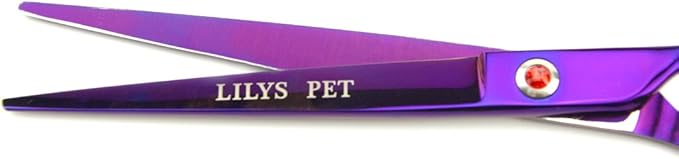 LILYS PET Professional PET Grooming Scissors Kit,Coated Titanium,Sharp and Strong Stainless Steel Blade for Dogs Cats Hair Cutting,3 Pieces of Scissors with a Comb and a Case (8.0 inches, Purple)