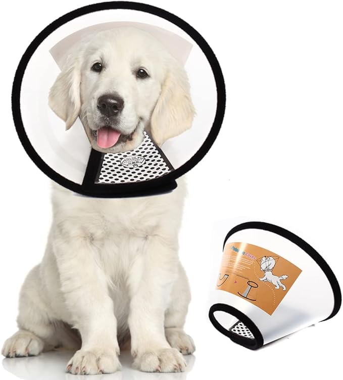 Plastic Pet Recovery Collars & Cones for Dogs and Cats After Surgery Adjustable Dog Neck Cone Surgical Elizabeth E-Collar Prevent Biting and Stop Licking Wound (S)