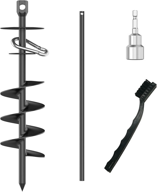 Dog Tie Out Stake, Heavy Duty Dog Tie Out Stake for Large Dogs up to 210 lbs, Ground Anchor for a Dog Cable, Leash, Lead Tether, Dog Accessories Trampoline Stakes 1-Pack (Black)