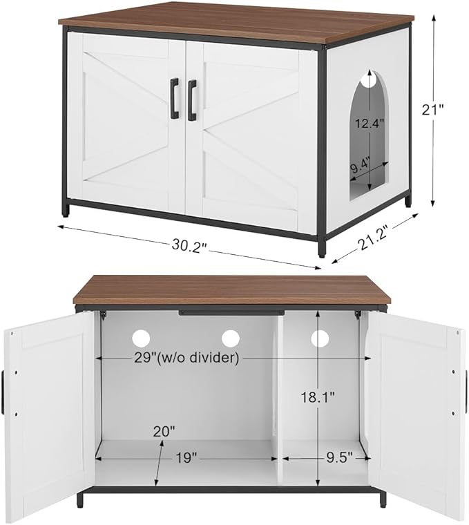 unipaws Extra Large Cat Litter Box Enclosure Furniture with Top Opening, XL Washroom Bench for Cats with Removable Divider, Jumbo Automatic Litter Box Cover and Hidden Cat Box