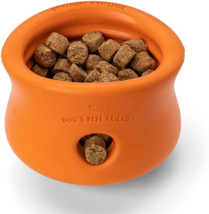 WEST PAW Zogoflex Toppl Treat Dispensing Dog Toy Puzzle – Interactive Chew Toys for Dogs – Dog Toy for Moderate Chewers, Fetch, Catch – Holds Kibble, Treats, X-Large, Tangerine