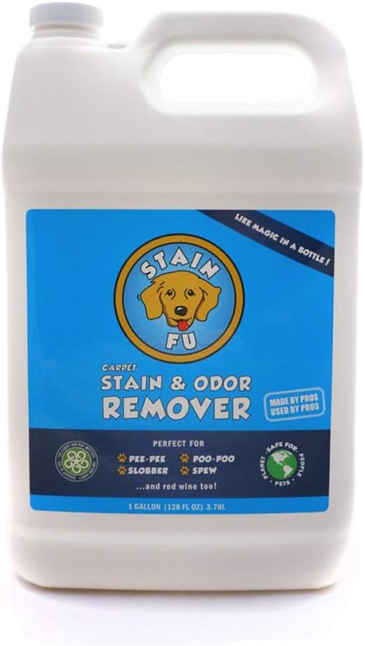 Pet Stain Odor Remover Professional Strength Powerful Eliminator for Tough Dog Cat Pet Urine Pee Poop Feces Vomit Slobber Drool Blood Wine Coffee Home Kennel Car RV Office (1 Gallon)