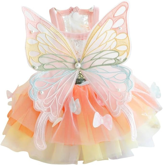 Dog Princess Dresses for Small Dogs Lolita Clothes Butterfly Costume Pet Girl Cute Coat Outfits Summer Costumes Puppy Handmade Skirt Cat Spring (XS,Butterfly)