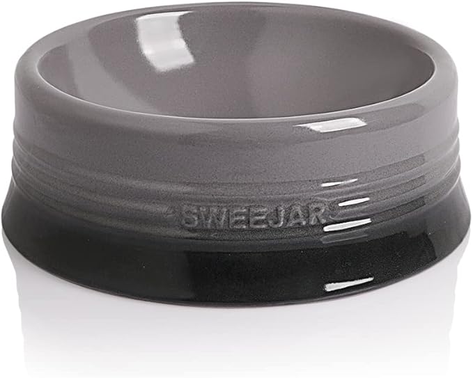 Sweejar Gradient Dog Bowl, Ceramic Dog Food Dish for Large Dogs and Large Cat, Porcelain Pet Bowl for Food and Water 32 oz (Gradient Grey)