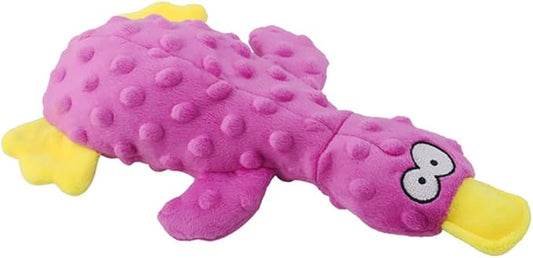 OUANGANC Calming Duck Dog Toy for Aggressive Chewers, Make a Crinkly Crunchy Noise, with Squeaker, 2025 Upgraded Indestructible Puppy Teething Toys, for Small to Medium Dog Breeds (Purple 10.6in)