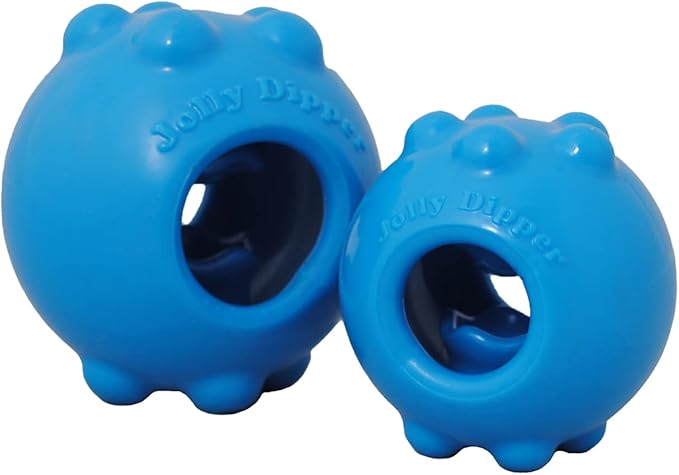 Jolly Pets Jolly Dipper Treat Dispensing Dog Toy; 3'' Small/Medium Dogs, Blue (Pack of 2)