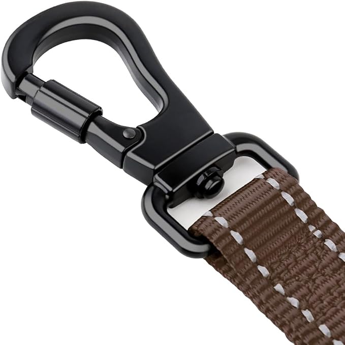 PLUTUS PET Short Training Dog Leash with Padded Handle for Medium Large Dogs,18 Inch Heavy Duty Strong Traffic Leash with Carabiner Clip for Climbing Walking or Guiding Blind(18”，Chocolate)