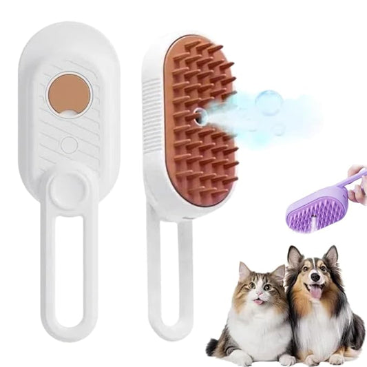 Cat Steam Brush 2025 New Pet Steam Groomer Comb, Painless Grooming Massage, 3 In 1 Water Brush for Cats Dogs (White-1)