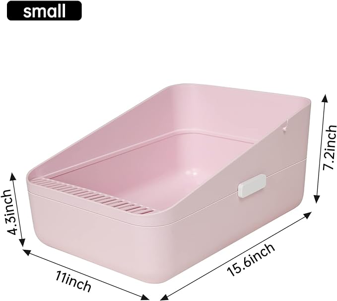 Sfozstra Cats Litter Box Low: Pink Small for Kittens up to 8 lbs, Anti Tracking Design Space Saving for Apartments