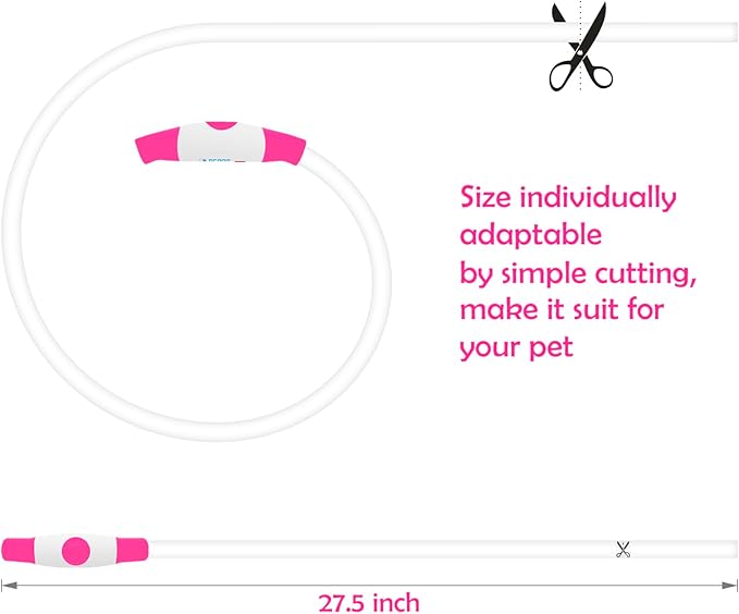 Led Dog Collar, BSEEN USB Rechargeable Flash Dog Necklace Light, Pet Safety Collar Makes Your Beloved Dogs Be Seen at Night for Small Medium Large Dogs(Pink)