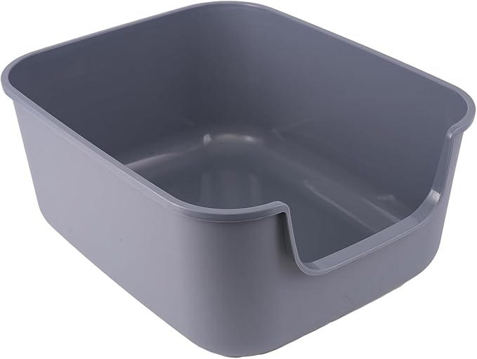 Large Cat Litter Box with High Sides,Cat Boxes for Indoor Cats,Cat Litter Pan for Kitty,Litter Box with Low Entry,Easy to Clean,Anti-Splashing (Grey)