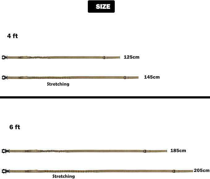 ICEFANG Tactical Dog Leash,K9 Training Walking Bungee Lead with 2 Control Handle,Heavy Duty Quick Release Metal Clasp,Hands Free D-Ring for Medium Large Dogs (6ft,Reflective Brown)