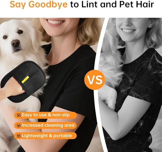 Pet Hair Removal Gloves Brush, Reusable Cat Dog Electrostatic Hair Remover Grooming Glove Tool