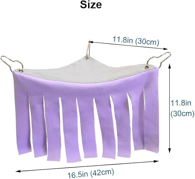 RIOUSSI Guinea Pig Hideout Hideaway Corner Fleece Toys Cage Accessories with Reversible Sides, Heart/Gray-Purple