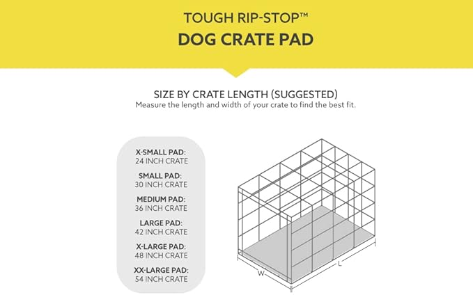 K9 Ballistics Tough Ripstop Dog Crate Pad - Durable & Machine Washable with Non-Skid Bottom and 120-Day Warranty, Fits 36" Wire Crates - Medium, Light Gray Velvet