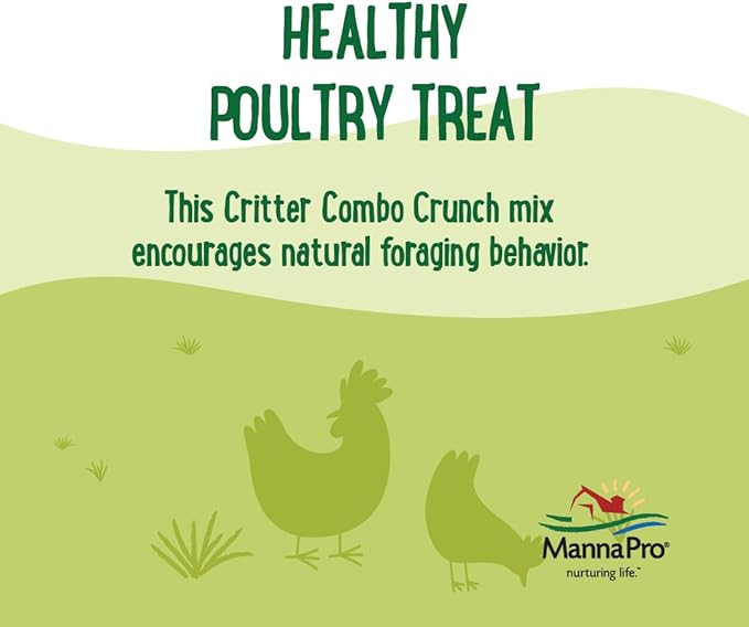 Manna Pro Farmhouse Favorites Critter Combo Crunch Poultry Treat - Protein Poultry Treat - Encourages Natural Foraging Behavior - 100% Natural Blend of Soldier Fly Larvae, Mealworms & Shrimp - 2lb Bag