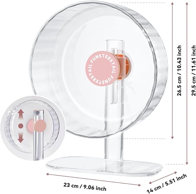 Super Silent Hamster Wheel 10.4 Inch, Magnetic Large Rat Wheel for Chinchilla, Gerbil, Guinea Pig, Cat, Mouse, Sugar Glider and Dwarf, Syrian Hamster Accessories (Peach Pink)