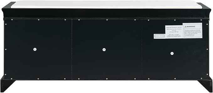 Storage Bench with 2 Drawers and 2 Cabinets, Pine Wood Shoe Bench with Removable Cushion for Living Room, Entryway 42.5" L x 15.9" W x 17.5" H (Black)