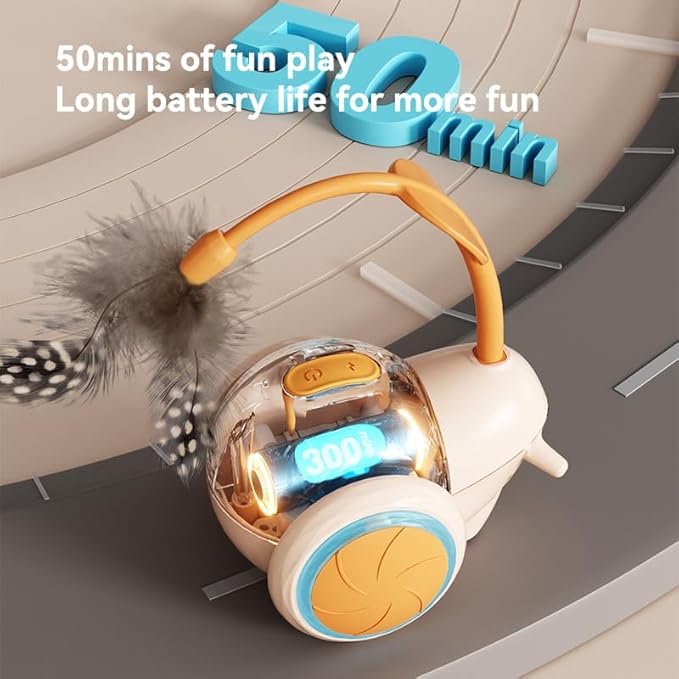 Cat Toys for Bored Indoor Adult Cats,Remote Control Cat Toy with 4 Directions,LED Lights Interactive Remote Control Dog Toy (Orange)