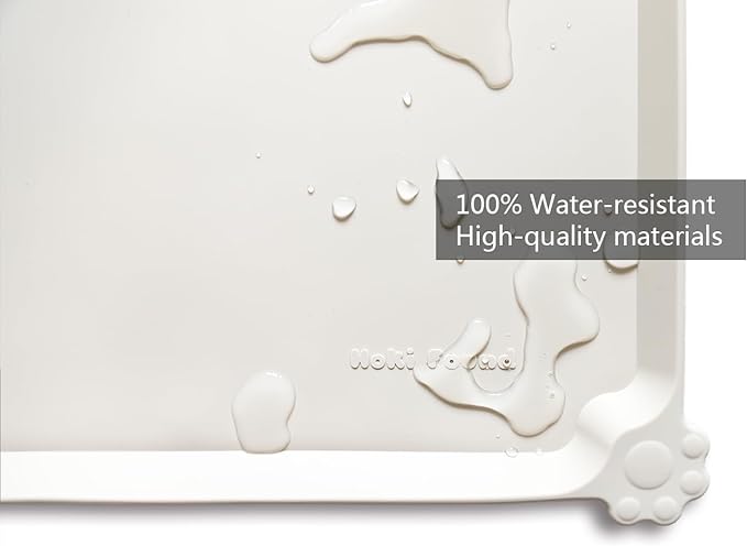 Hoki Found L Silicone Pet Food Mats - Non Slip Cat & Dog Bowl Mats - Waterproof & Carpet Safe - Cream Brown