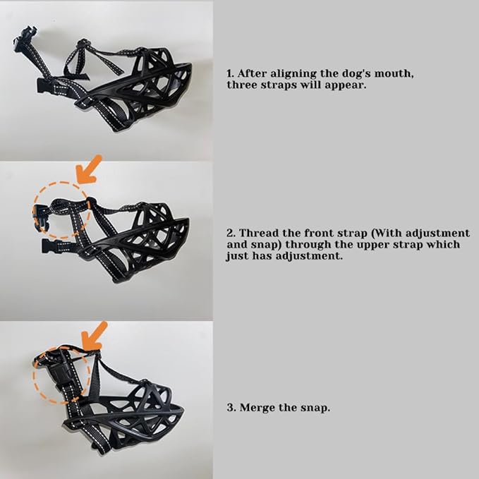 Dog Muzzle, Breathable Basket and Soft Cage Black Dog Mouth Cover,Anti-Biting, Barking and Chewing for Small Medium Large Dogs, 1 Pack Poop Bags for Dogs (XL)