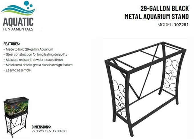 MAKLAINE Traditional Steel 29 Gallon Metal Aquarium Stand in Black