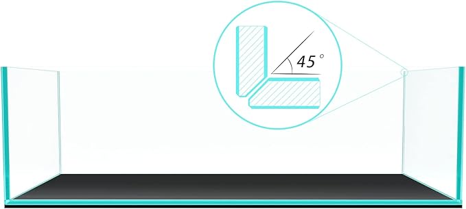 Fzone 9Gal Sharrow Rimless Low Iron Fish Tank Nova Clear Ultra-White 45° Mitered Edges Translucent Glass Anata Series Aquarium w/Black Foam Leveling Mat