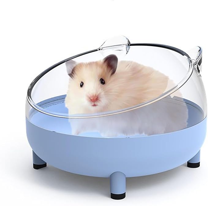 Meow&Woof Hamster Sand Bath Container, Large Sandbox Toilet Gerbil Batheoom, Tiny Chinchilla Dust Bathtub Sand Bath Box for Hamster Cage Accessories 6.5 Inch - Blue