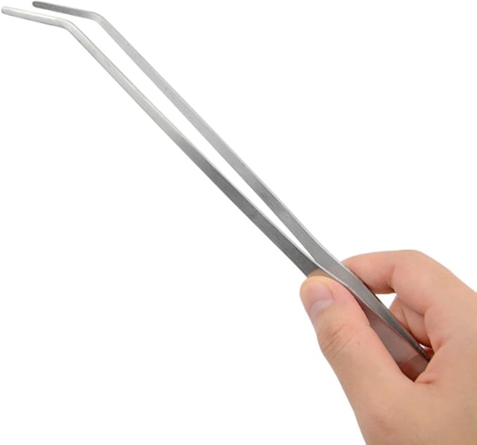 LILYS PET Straight and Bend Stainless Steel Super Thick Tweezers Set,Pliers Aquarium Tool Fish Tank Aquatic Plants Forceps Clip (10.5")