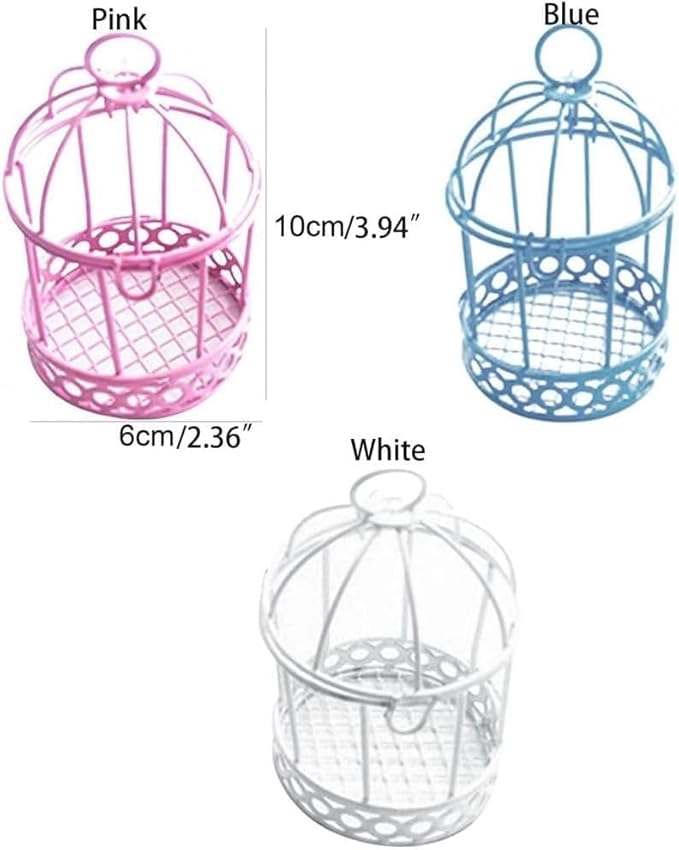 Blue Miniature Metal Wire Bird Cage Tealight Candle Holder Hanging Birdcage Lantern Wedding Candy Party Favor Box for Wedding Home Table DIY Decor, Decorations