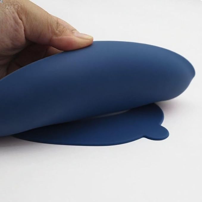 Silicone Dog Slow Feeder Bowl, Non-Slip Suction Cup Design, Puppy Pattern Eating Slowly and Funny,Applicable for All Dogs (Navy Blue)