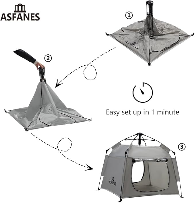 Outdoor Waterproof Pet Automatic Camping Tent, Pop up Cave Bed for Indoor Cats and Small Dogs, Portable Cat House Dog House, Grey.
